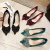 Fashion Sexy High Heels Pumps for Women 2025 Spring New Slip On Thin Heeled Party Shoes Ladies Pu Leather Pointed Toe Bows Single Shoes