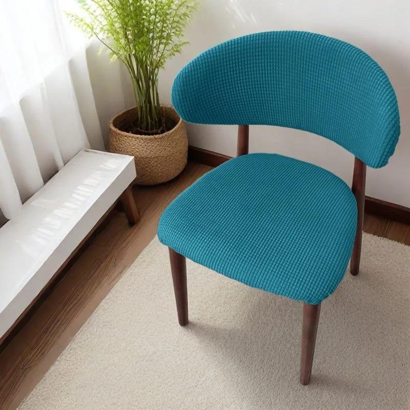 

Solid Color Backrest Chair Covers Solid Wood Dining Chair Cover Room Chair Slipcover for Office Dining Table Protector Cover 1PC