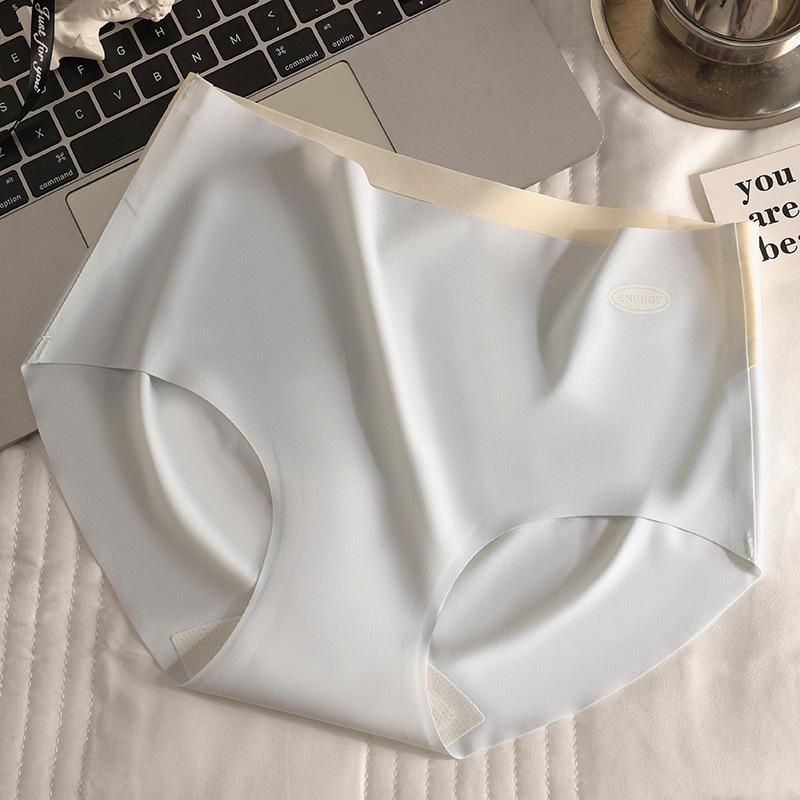 Women's Spring and Summer Ice Silk Non Mark Color Breathable Extended Gear Nude Comfortable Middle Waist Triangle Briefs