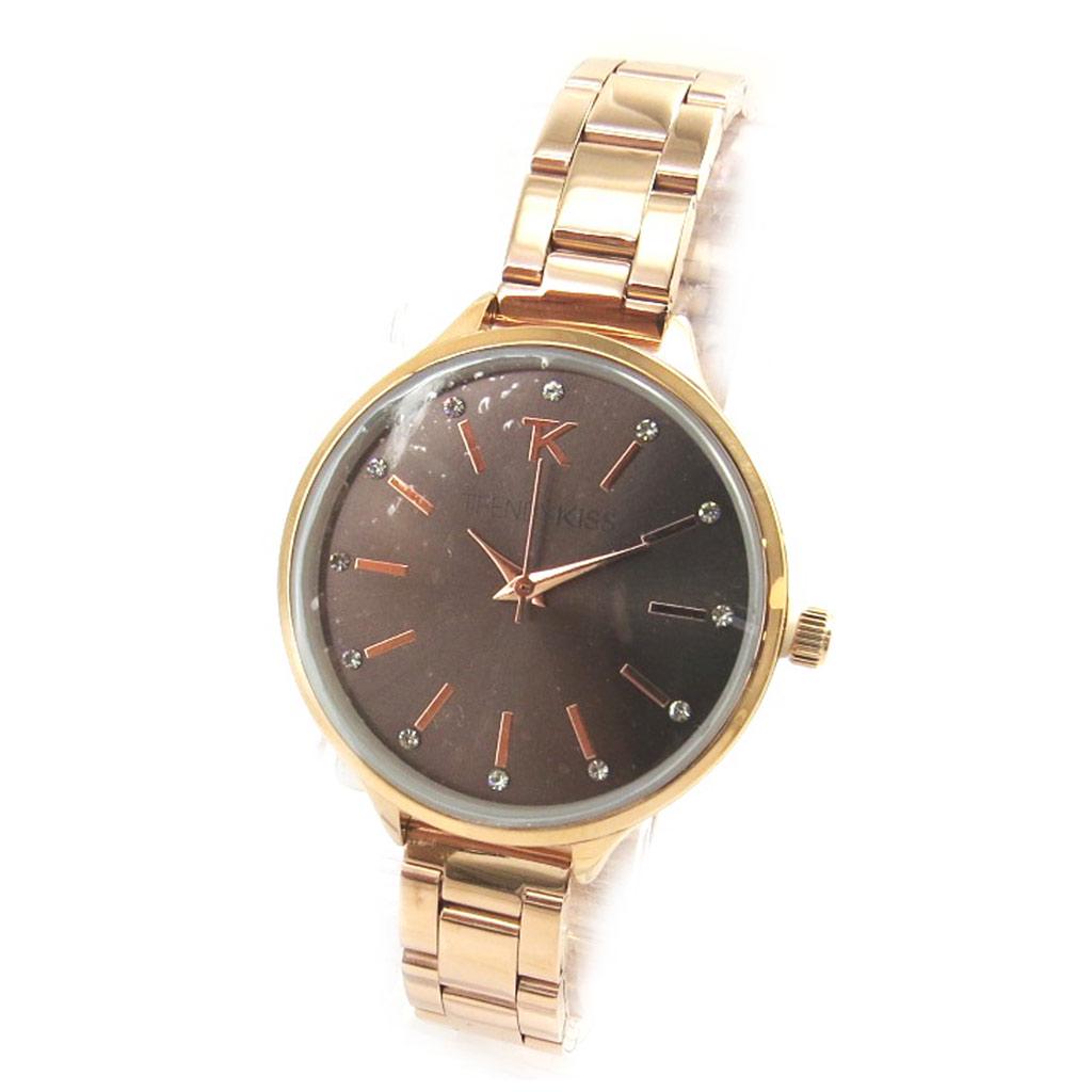 Les Trésors De Lily [M6049] - Montre femme 'Trendy' taupe doré rosé