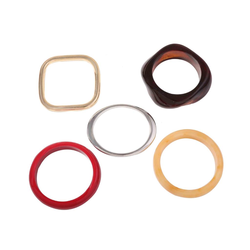 Retro personality trend cold wind resin CCB geometric round five-piece women's bracelet, casual and versatile