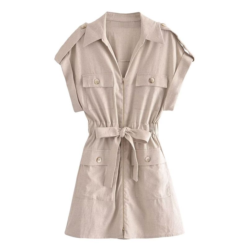 

Kaslead Fashion Style Blended Overalls Linen Beige L