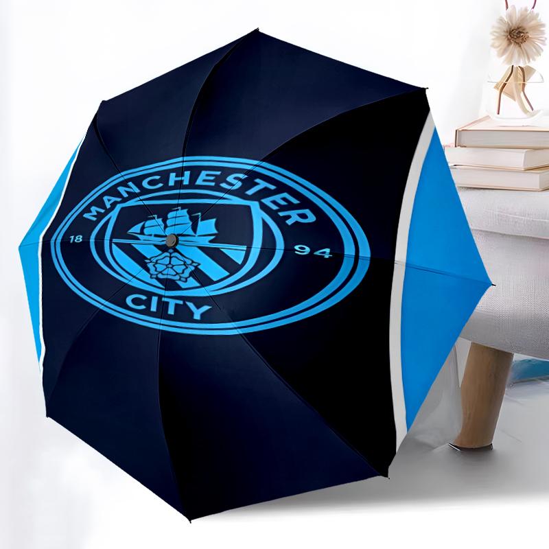 1pc Sturdy 8-Bone Auto Umbrella, Manchester United Manchester City Umbrella, Digital Printed, Foldable Umbrella for On-the-Go Outdoor Use
