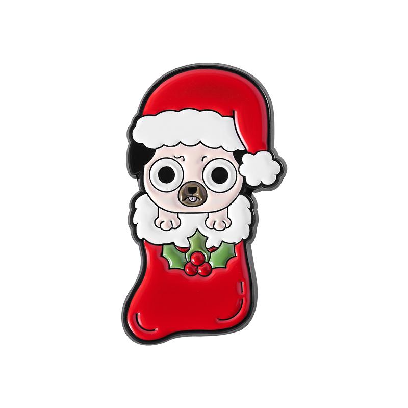 Puppy Christmas Dressup Enamel Pins Custom Christmas Tree Brooches Lapel Badges Clothes Animal Jewelry Gift for Kids Friends