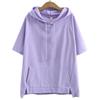 Sommer Damen Koreanische Version des Kapuzenoberteils Einfarbig Lässiger Stil Kurzarm T-Shirt Große Größe Kapuzenpullover T-Shirt