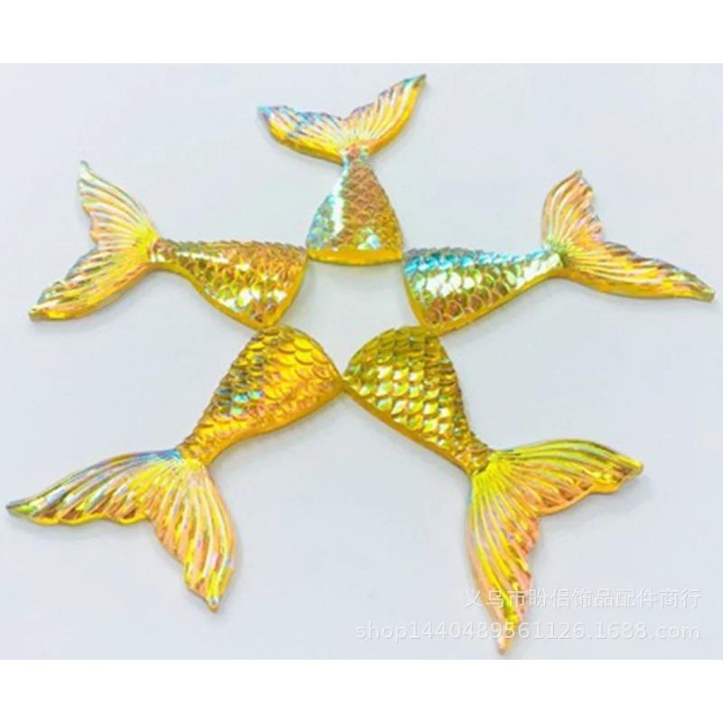 5pcs/set DIY Resin Plated Bottom AB Mermaid Tail Earrings Necklace Bracelet Clothes Decoration Accessories
