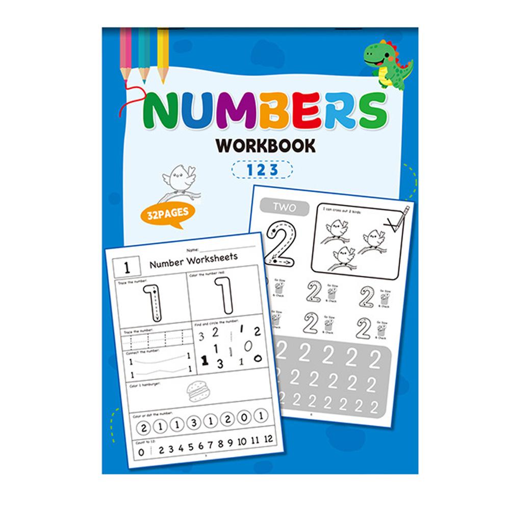 

32-Page Illustrated Math Workbook Designed for Interactive Preschool Learning, Featuring Number Tracing 0-12 Practice Book
