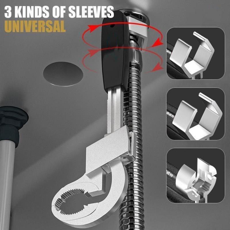 Multifunktionaler, verstellbarer Wasserrohrschlüssel, Badezimmer-Wasserhahn, kreisförmiger Bogenzahnschlüssel, manuelles Wartungsset