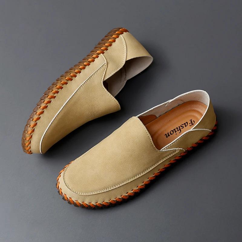 Fashion New Handmade Mens Casual Shoes Leisure Slip On Shoes Fashion Outdoor Sneakers Lightweight Comfy Man Loafers Breathable Moccasins