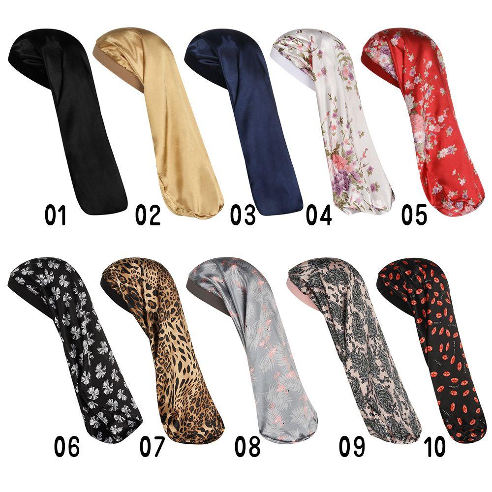 Fashion Hair Care Bonnet Long Satin Hair Band Nightcap Curly Cap Sleep Hats Chemo Cap