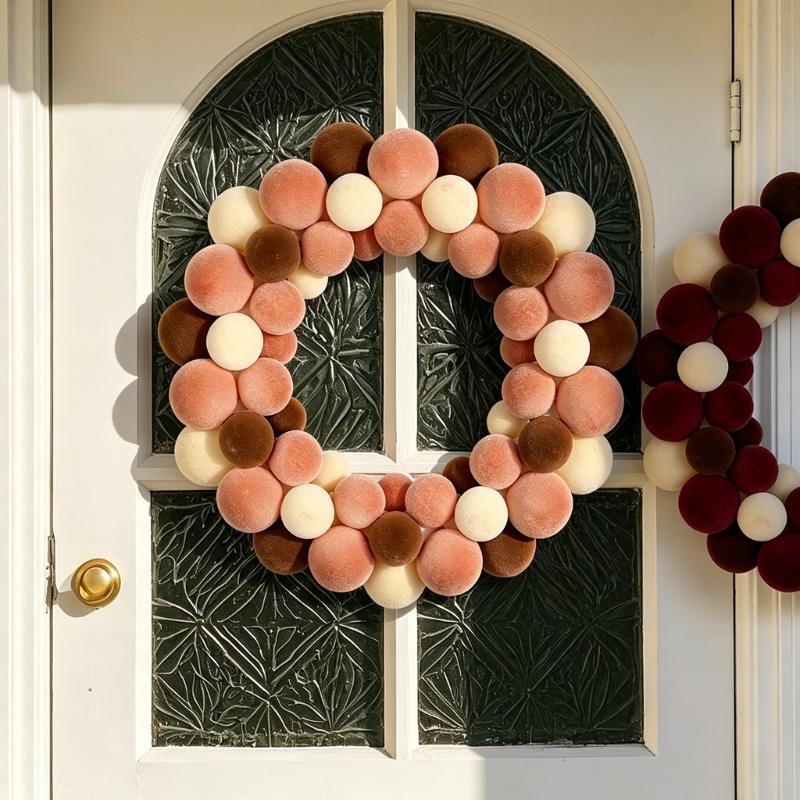Handmade Ball Wreath Door Hanging Decoration Christmas Wreath For Wall Or Front Door Display Indoor and Outdoor Decoration