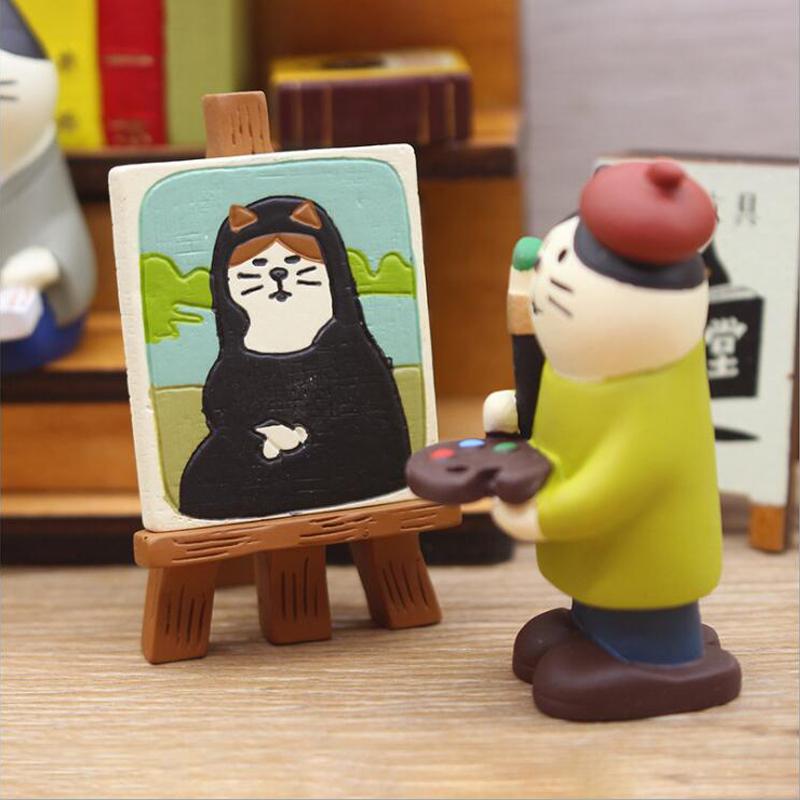 2025 Japan Zakka Cat Bookstore Scene Decoration Bookshelf Decoration Collectible Home Decor Resin Craft Toy Japan Ornaments