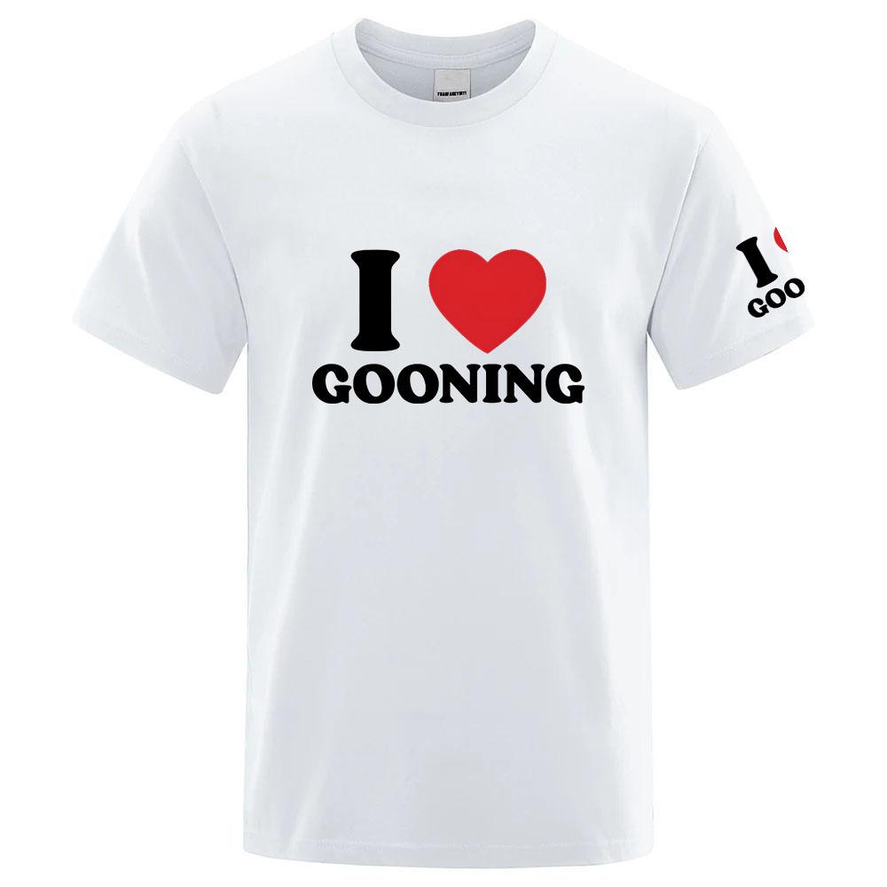 Summer 2025 I Love Gooning Logo Print Unisexs New Pure Cotton Casual Breathable High Street Lightweight Ice Silk Tshirt