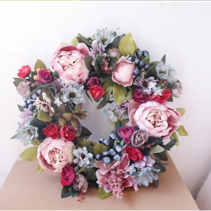 Vintage Peony Wall Decor With Silk Flowers For Home Entryway And Wall Art
