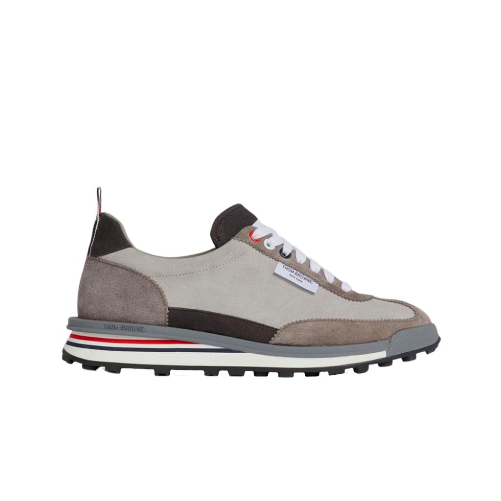 (w) Thom Browne Kid Suede Tech Runner Light Grey