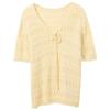 Sancai Plus Size Hollow-Out V-Neck Knit Top