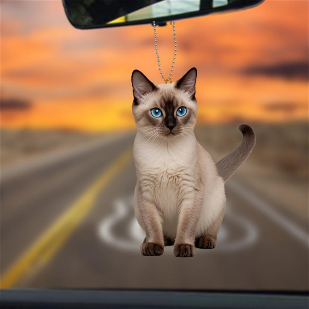 Creative 2d Acrylic Keychain Cute Driving Cat Pendant Home Tree Window Hanging Decor Gift Pet Lover Car Backpack Animal Ornamen