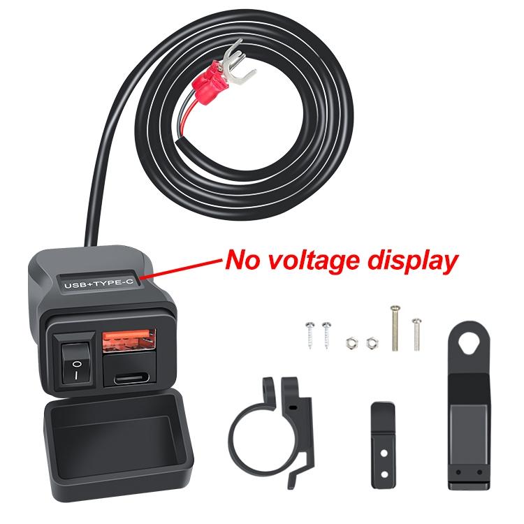 

USB-зарядное устройство для мотоцикла со светодиодным вольтметром DC 6 В-30 В QC18W PD20W, быстрая зарядка, зарядное устройство для телефона типа C с множественной защитой No Volt PD QC