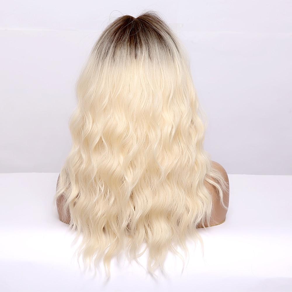 Brown To Blonde Synthetic Wigs for Women Medium Length Natural Wavy Wigs Heat Resistant Light Blonde Cosplay Wig