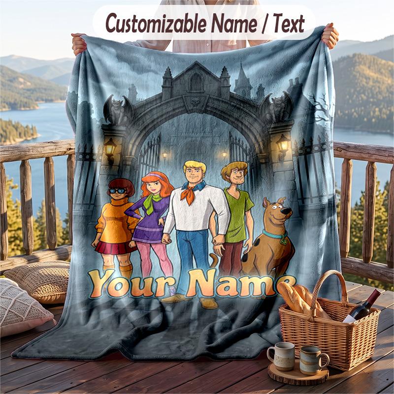 Manta de Flanela Personalizada com Texto, Leve e Aconchegante para Cama e SofáScooby-Doo