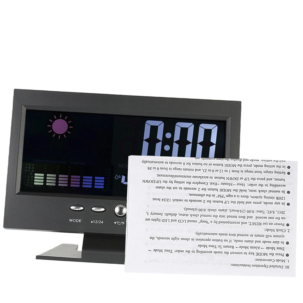C/F Multifunctional Indoor Colorful LCD Digital Temperature Humidity Meter Clock Thermometer Hygrometer Calendar Temperature Trend Alarm Comfort