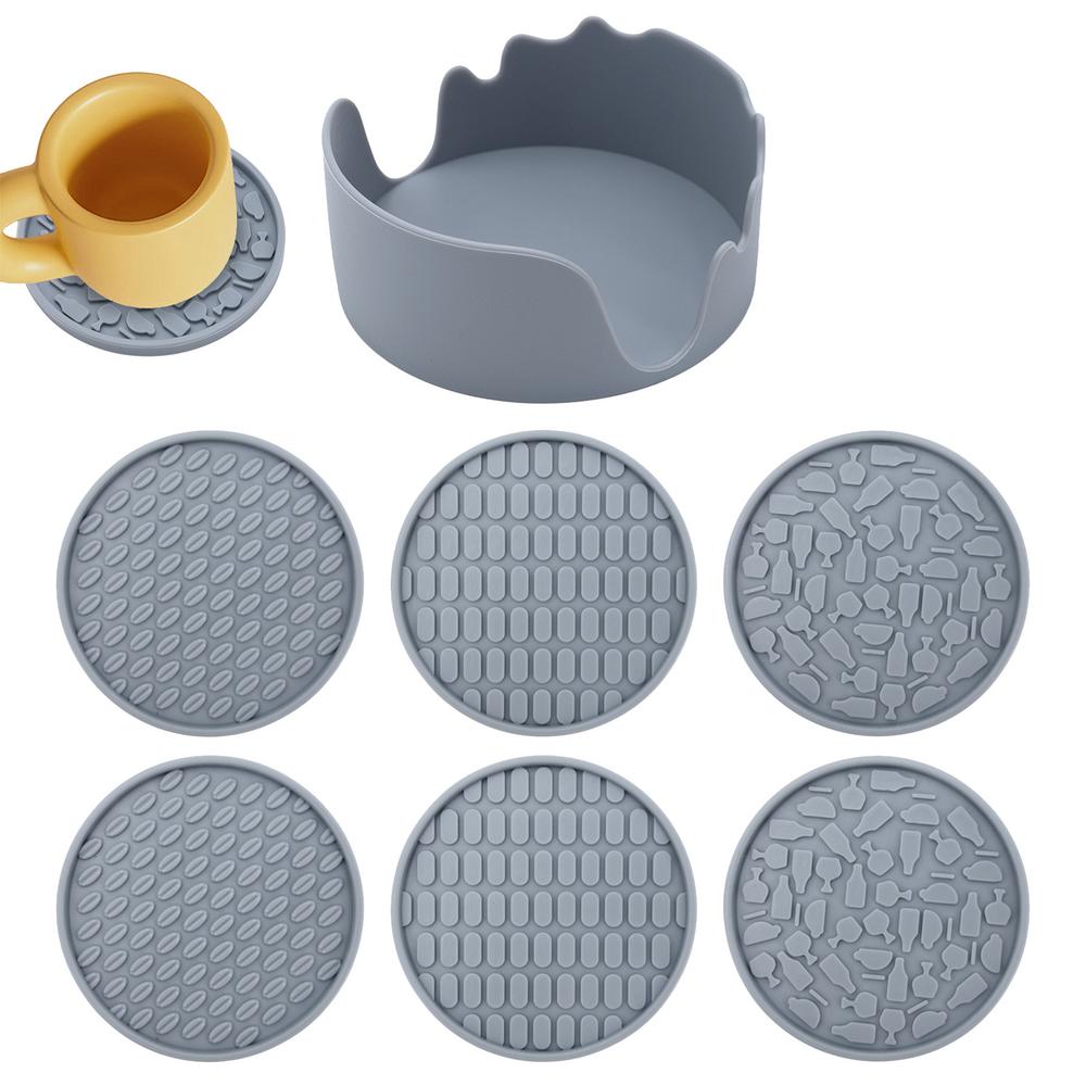 

Подставки под напитки силиконовые круглые антиожоговые теплоизоляционные подставки под напитки 6X современные подставки подставки под чашки подставки под бар для серый