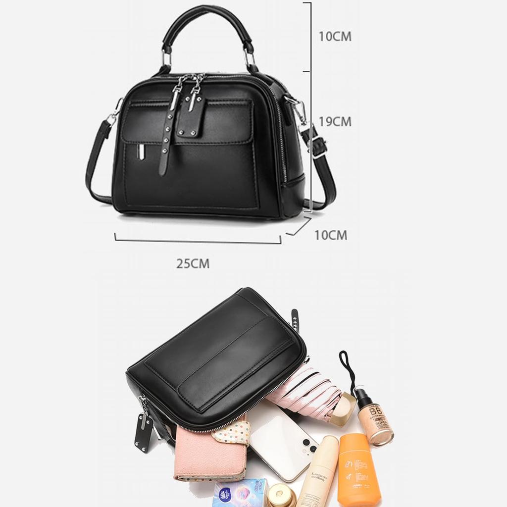 Welltude Women's Shoulder Bag, Handbag, Crossbody Bag, 2-Way, Freestanding, with Zipper (White)