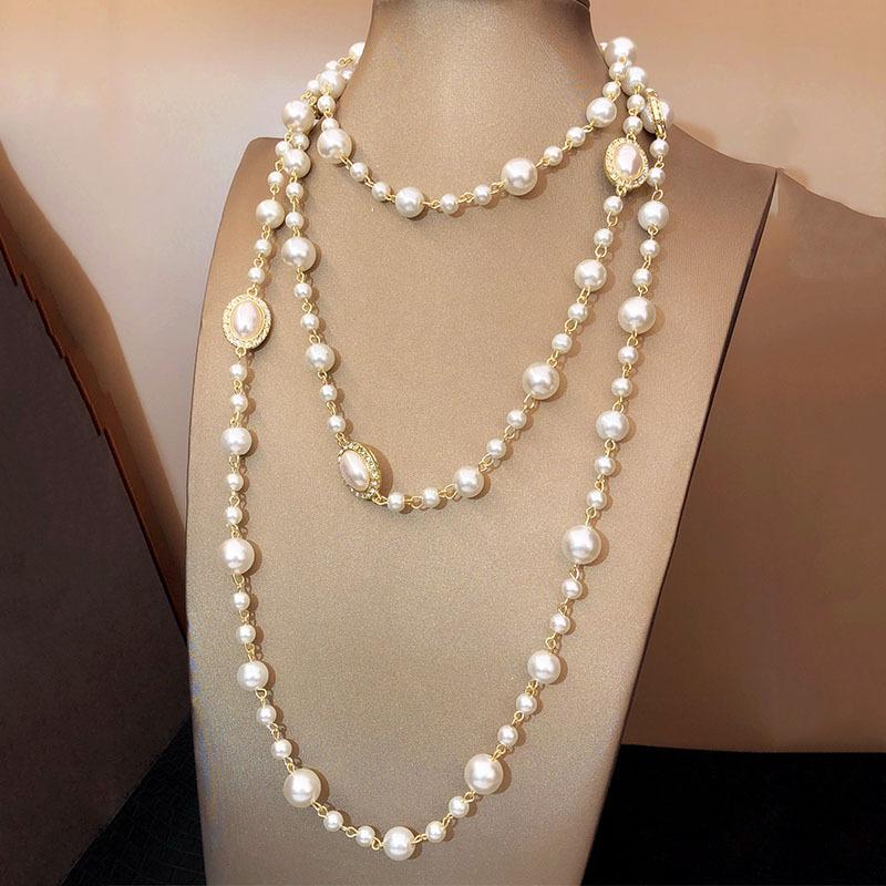 Xiaoxiangfeng pearl necklace women s long multi-layer stacked sweater chain versatile high-end accessories