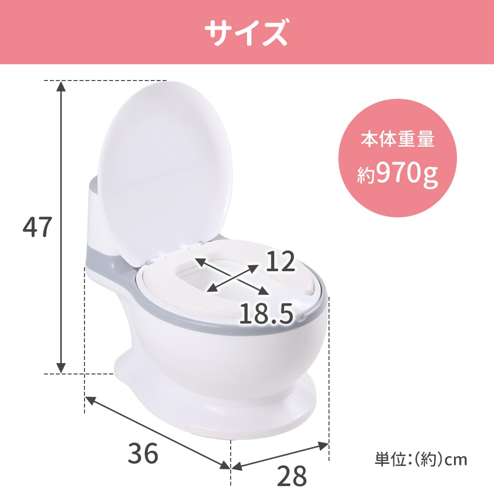 SUGGEST Kids' Western-Style Potty Seat with Sound, Choice of Colors, Includes Storage Box, Perfect for Toilet Training, Ages 1-7 (Gray)