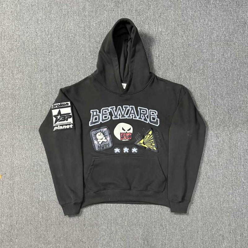 Broken Planet Streetwear Hoodie Set With 3D Puff Print Loose Fit Cotton Sweatshirt Men