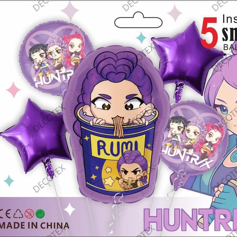 HUNTRXX Balloons 18 Inch, 5PCS Anime Character Party Decorations, MIRA ZOEY RUMI for Birthday Festival Decoration, Cartoon Theme Balloon Set