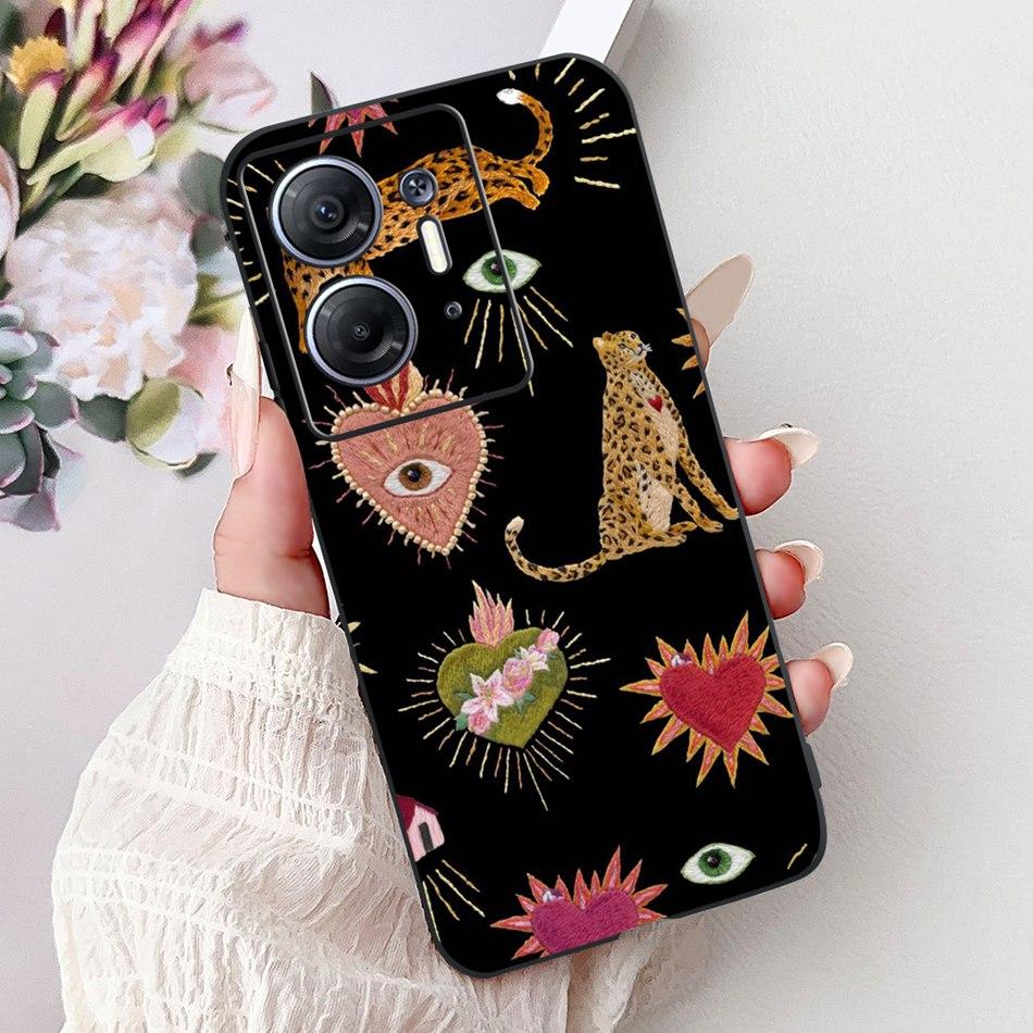For Infinix Hot 30 5G Elegant Butterfly Cat Printed Phone Case For Infinix Hot30 5G X6832 Black Silicone Soft TPU Cases Bumpers