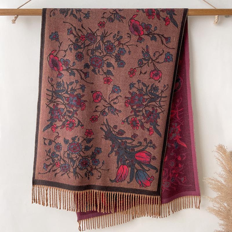 

Fashion Ethnic Style Women Paisley Jacquard Scarf Thick Cashmere Classic Tassel Shawl Warm Neck Winter Wrap Pashmina Floral 65x200cm