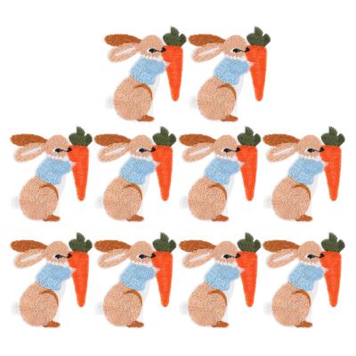 10pcs Iron Patches Bunny Pattern Easter Theme Style DIY Making Polyester Material Fabric Decorating