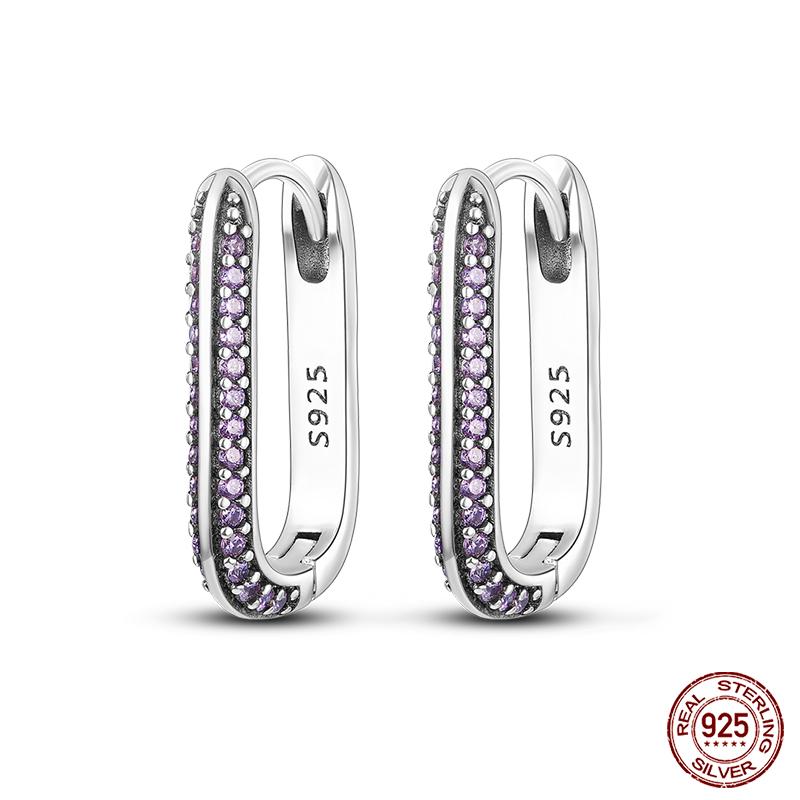 Charms Double Hoop Earrings For Women 100% 925 Silver Cubic Zircon Heart Star Moon Earrings Elegant Birthday Jewelry Gifts