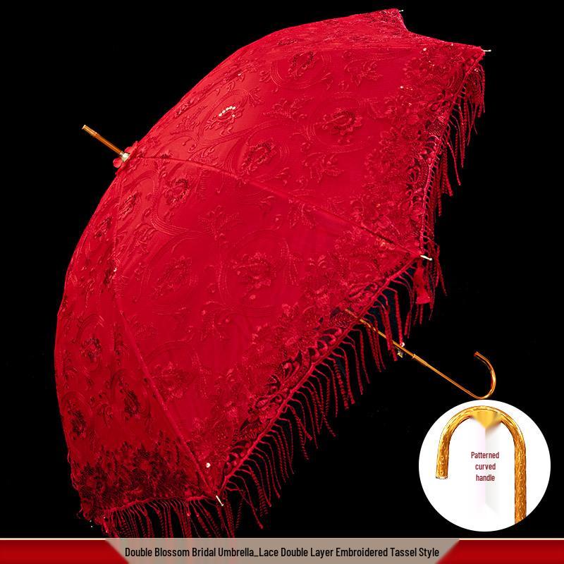 Red Bridal Umbrella Set for Chinese Wedding Ceremony and Dowry