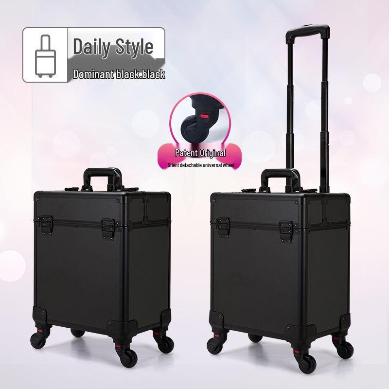 Portable Professional Makeup Case with Trolley, Lockable, Large Capacity for On-Site Beauty, Manicure, Microblading
