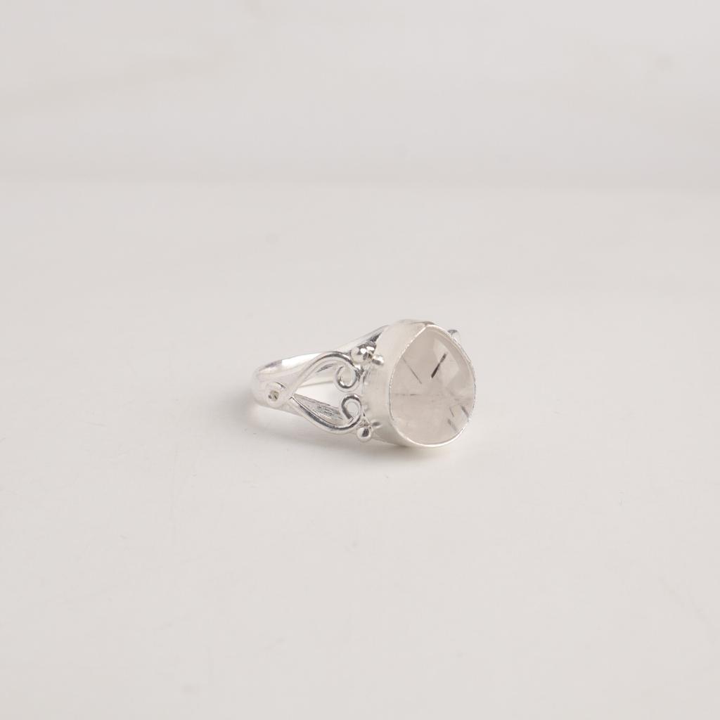 Natural Black Rutile Gemstone 925 Sterling Silver Jewelry Handmade Ring For Girl RR-46-24