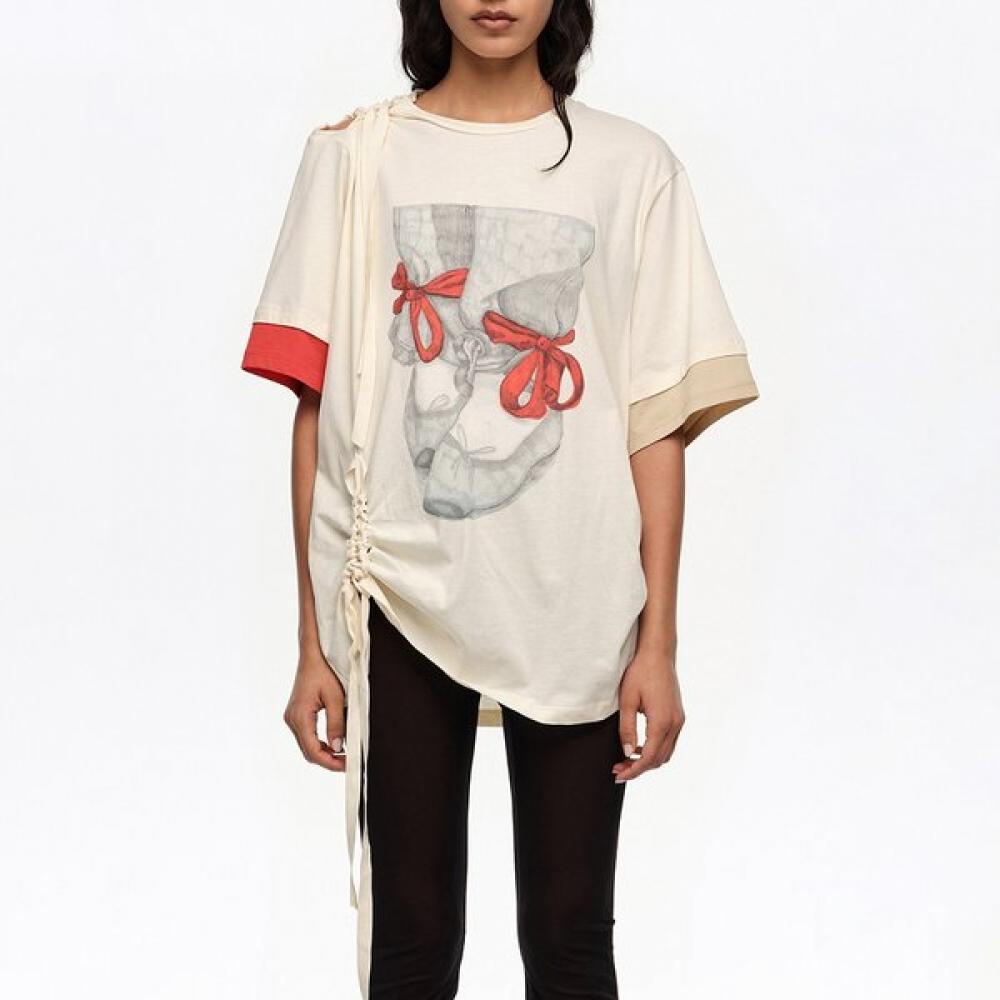 

Bimbyrolla T shirT Ballerina Logo Shirring Ivory b265awT012ivb Ivory/S