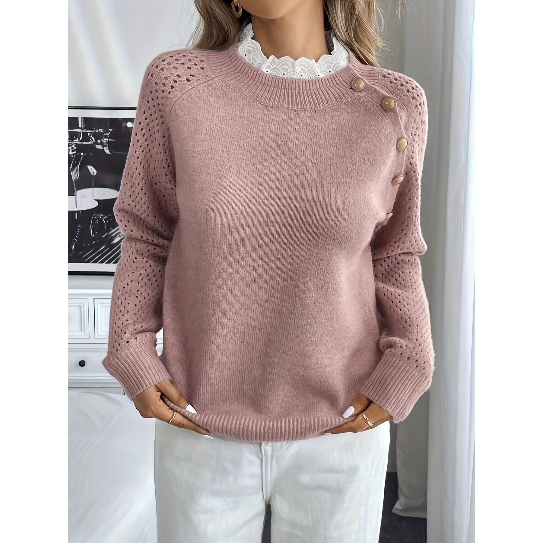 

Women Round Neck Pullover Long Sleeved Autumn and Winter Knitted Sweater XS
