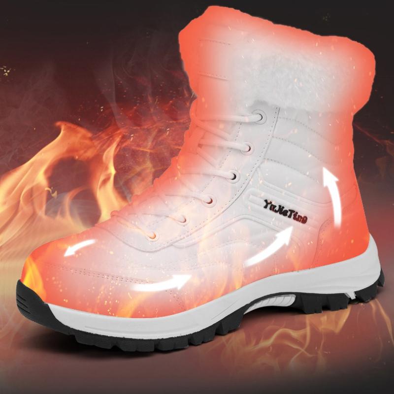 Waterproof Snow Boots Plush Warm Cotton Shoes Women Men Anti-slip Winter Hiking Shoes High-top Boots Outdoor Walking Shoes