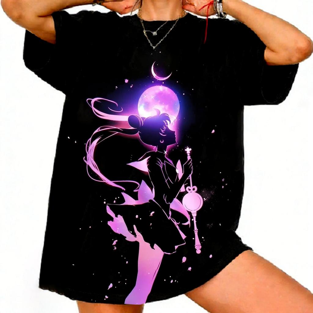 Sailor Moon Retro 90s Anime Graphic T Shirt Summer Cotton Unisex Women Tee Streetwear Casual Trend Short Sleeve Couple Hip Hop Top