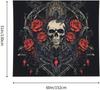 Hanging For Living Room Retro Skull And Roses Tapestry Modern Art Wall Blanket Aesthetic Tapestrys Indoor Outdoor Tapestries