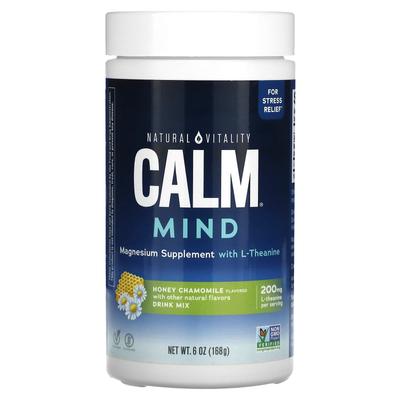 CALM Mind, Magnesium Supplement Drink Mix with L-Theanine, Honey Chamomile, 6 Oz (168 G)