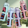 1PC ABCD Alphabet Letter Print 750ml Color Plastic Sports Water Bottle Leakproof Flip Straw Lid Suitable for Sports Office Home Use