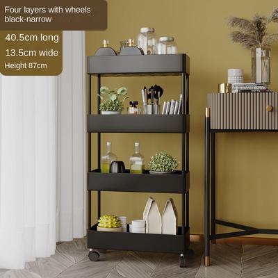 2/3/4 Layer Narrow Gap Storage Rack Kitchen Bathroom Shelves Organizer Mobile Slim Storage Cart with Wheel Trolley Save Space