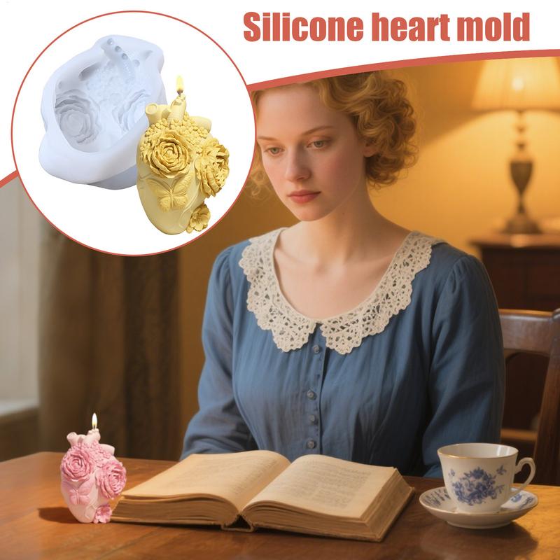 Cute Relief butterfly human heart silicone mold simulated heart Relief Soap Casting Wax Mould Chocolate Baking Supplies