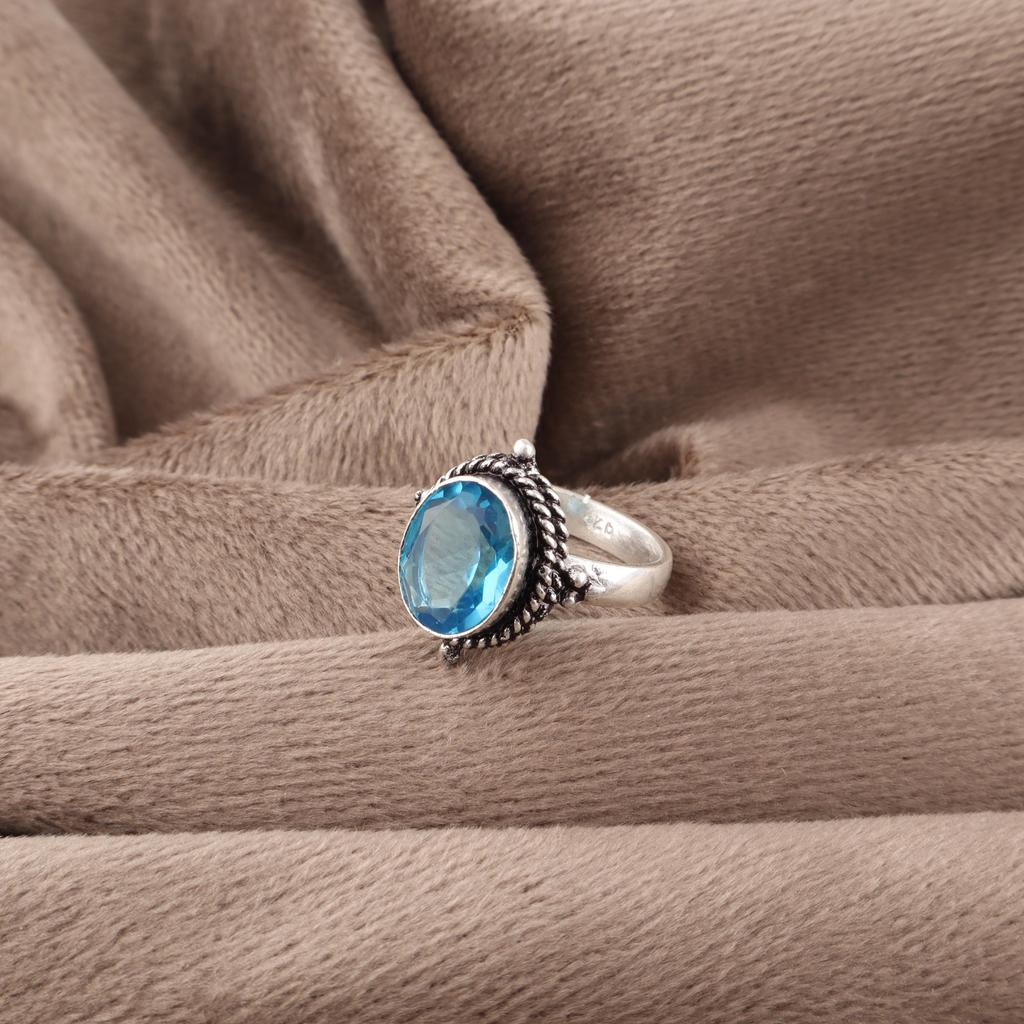Swiss Blue Topaz Jewelry Gemstone Ring, 925 Sterling Silver Attractive Ring Jewelry Handmade Ring, Healing Jewelry For Gift