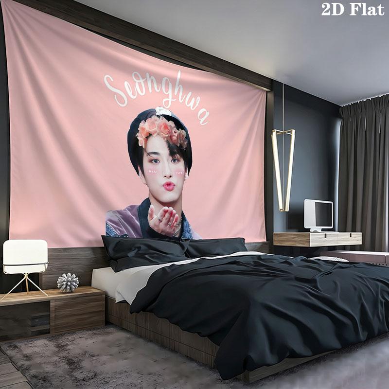 Seonghwa Wall tapestry, aesthetic printed fabric blanket, suitable for bedroom, living room, and home decor.
