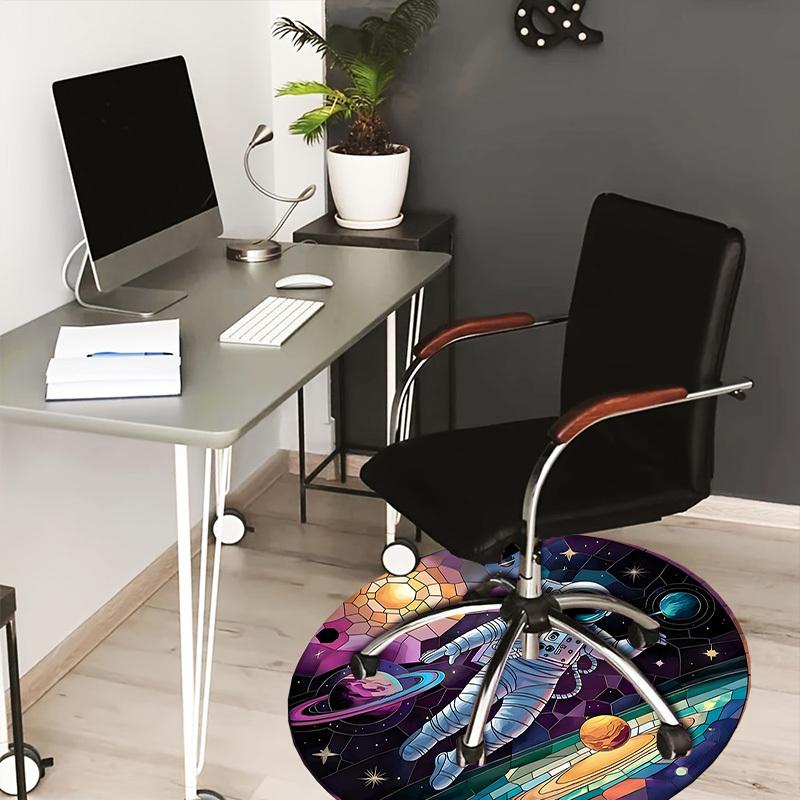 

1pc Office Carpet Chair Mats Astronaut in Space Stained Glass Perfect for Decorating Office Chairs, Living Rooms, Or Bedrooms.YDT088 80cm by 80cm